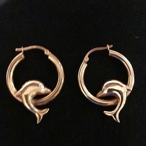 14K Gold Dolphin Hoop earrings